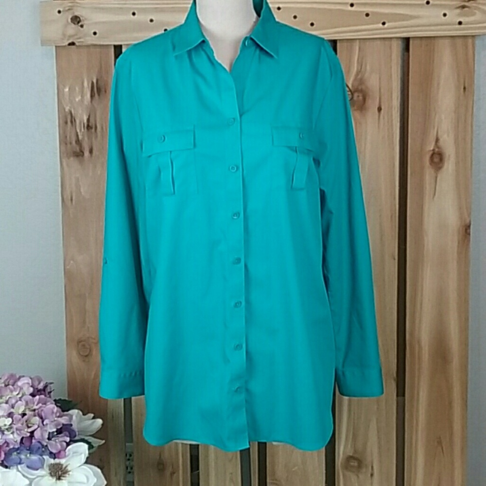Coldwater Creek No Iron Button Down Blouse NWOT